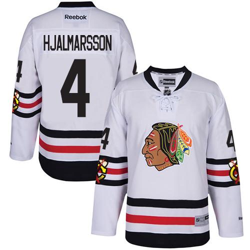 Blackhawks #4 Niklas Hjalmarsson White Winter Classic Stitched NHL Jersey - Click Image to Close